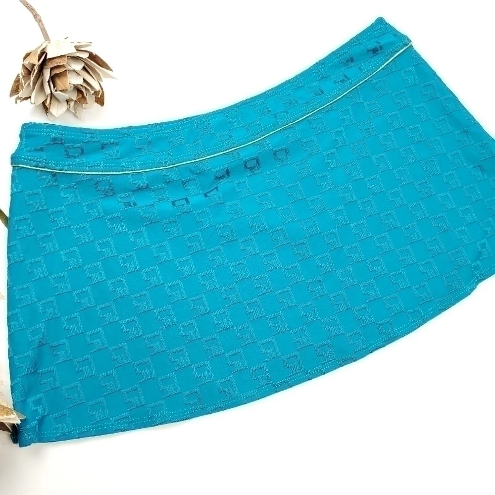 🔴 St. John Sport Teal and Gold Mini Skirt Sz M